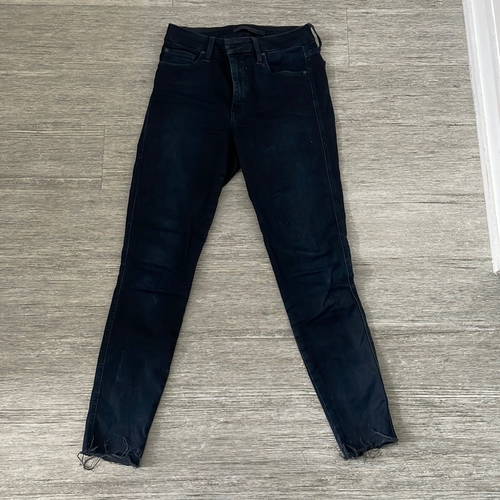 SOLD Dark blue high rise Joe’s Jeans size 27 with stretch and raw edge hem